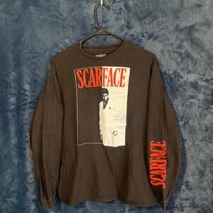 SCAREFACE Black Logo Printed Designed‎ Casual Long Sleeve Shirt Mens Size Medium
